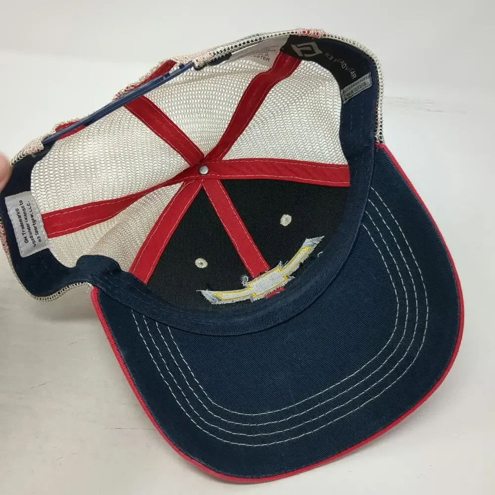 H3 Headwear Trucker Hat Blue Red Chevrolet Logo Mesh One Size Snapback